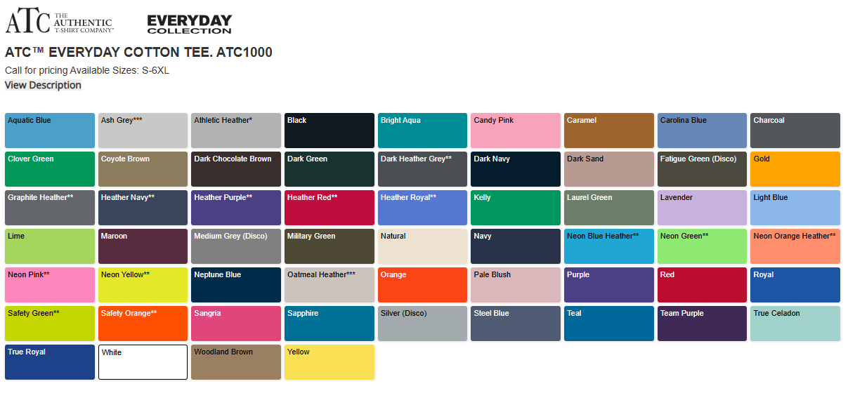 Colour Selection for T-Shirts